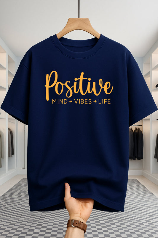 Drop Shoulder T-shirt - Positive - Navy Blue