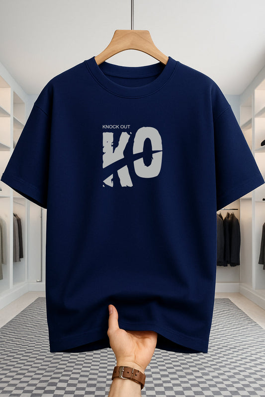 Drop Shoulder T-shirt - Knock Out - Navy Blue