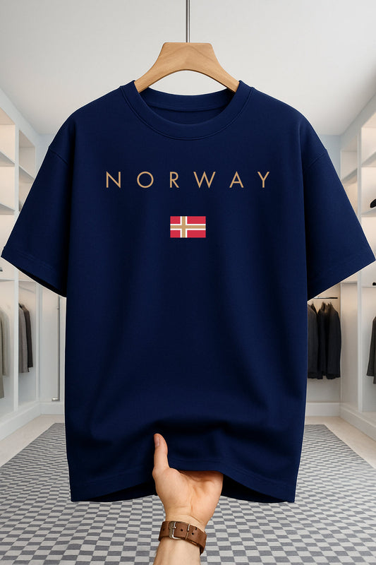Drop Shoulder T-shirt - Norway - Navy Blue