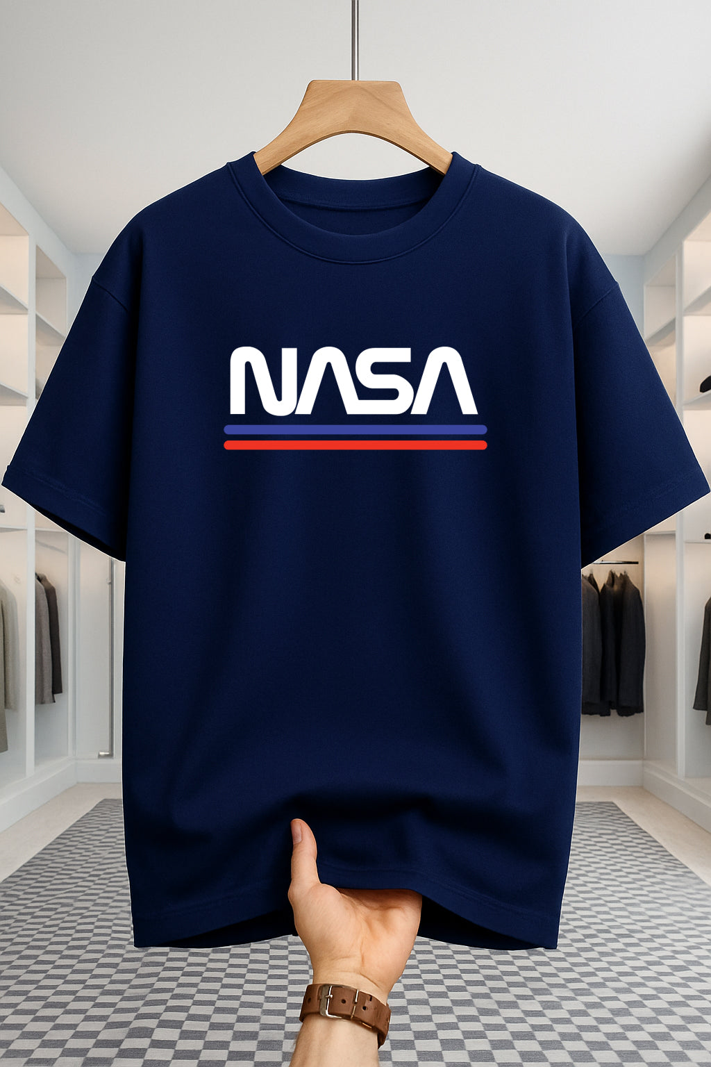 Drop Shoulder T-shirt - Nasa - Navy Blue
