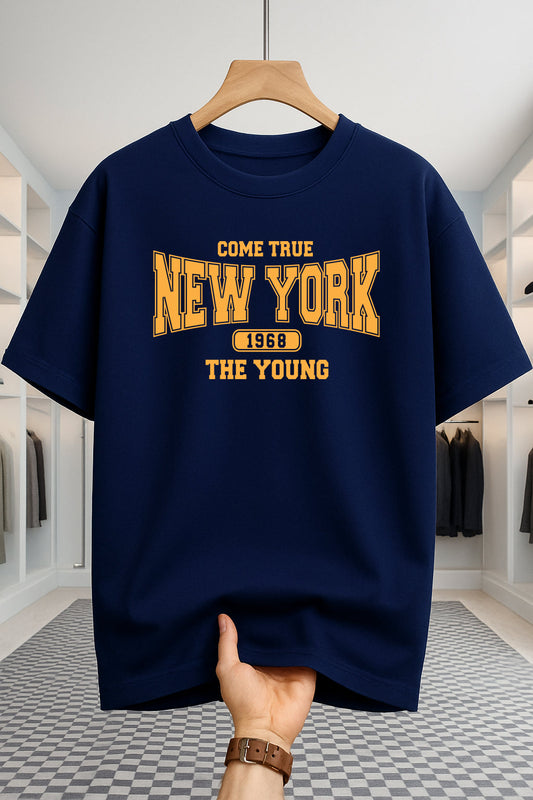 Drop Shoulder T-shirt - NewYork 1968 - Navy Blue