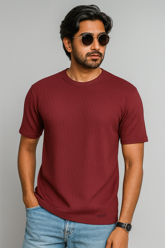 Premium Quality RIB T-shirt - Maroon