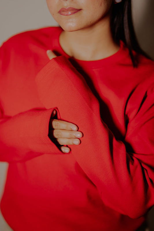 Women's  RIB Cotton Full Sleeve T-shirt - Maroon