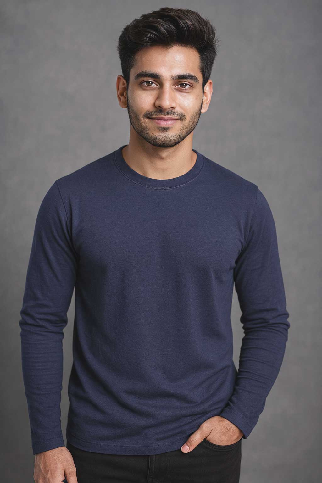 Premium Quality Full Sleeve T-shirt - Navy Blue