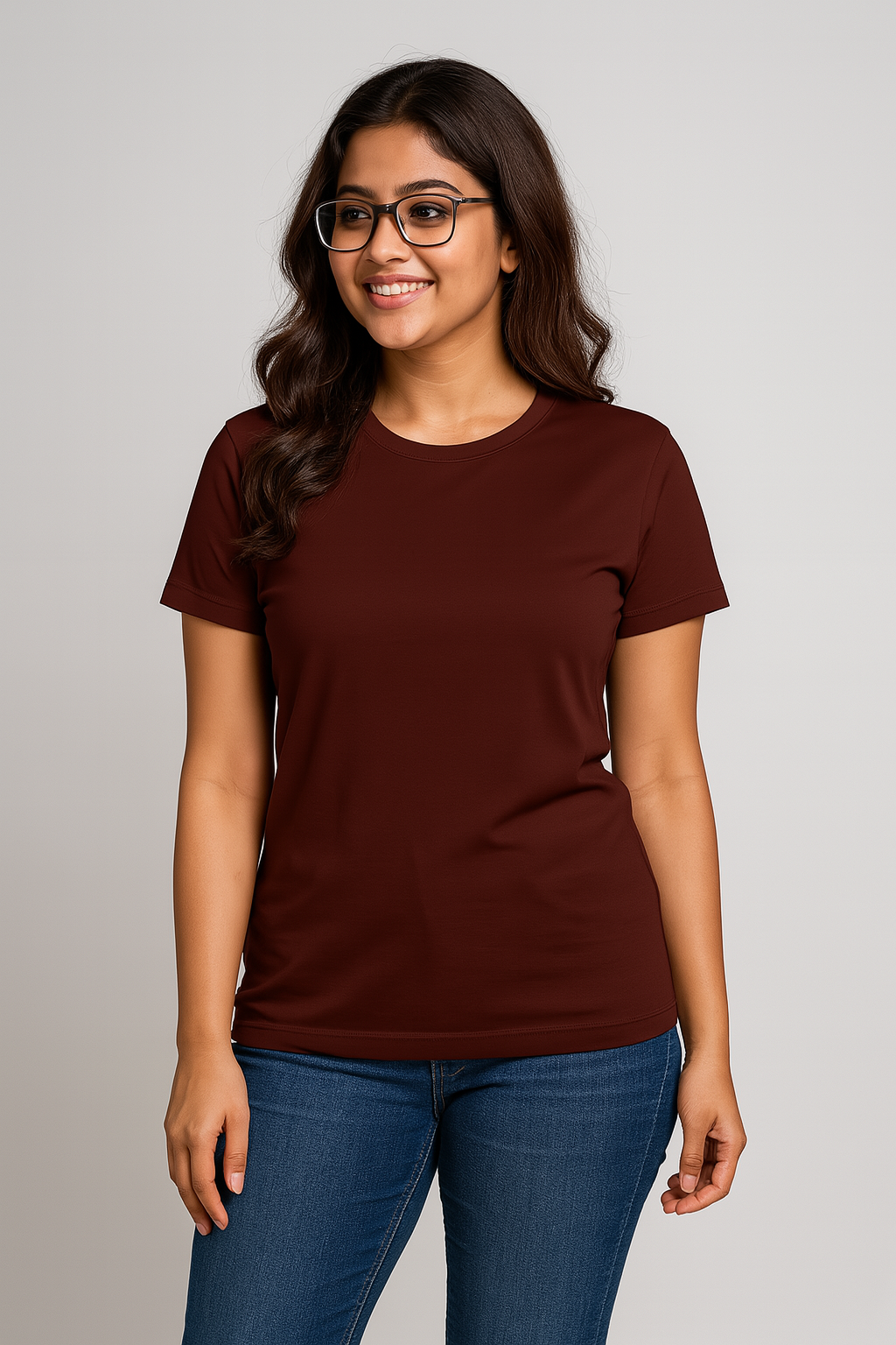 Premium Quality Solid T-shirt for Women - Coffee