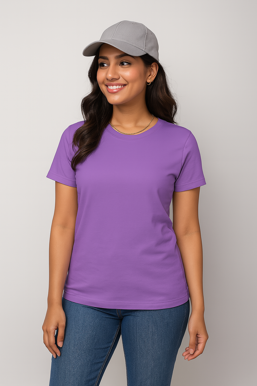 Premium Quality Solid T-shirt for Women - Purple