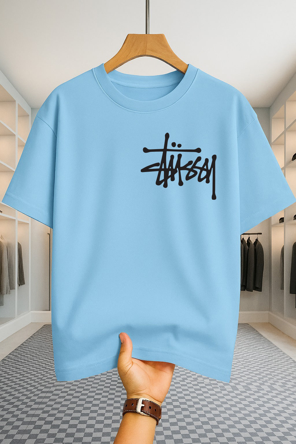 Drop Shoulder T-shirt - Stussy - Sky Blue