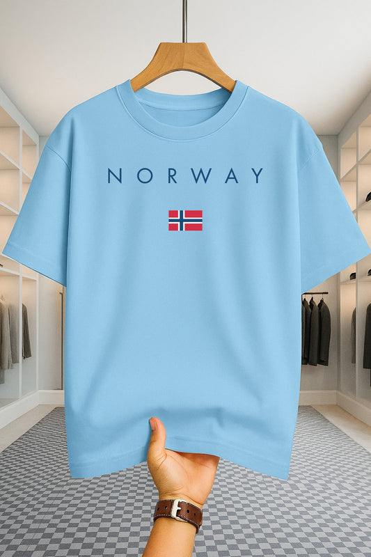 Drop Shoulder T-shirt - Norway - Sky Blue