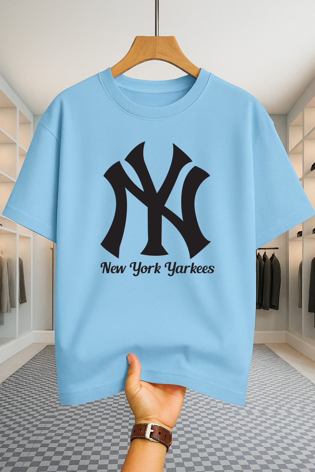 Drop Shoulder T-shirt - NY - Sky Blue