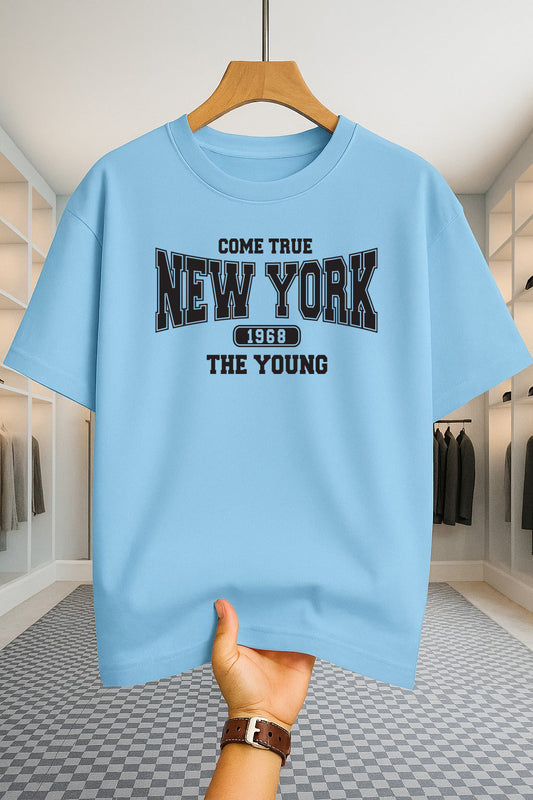 Drop Shoulder T-shirt - NewYork 1968 - Sky Blue