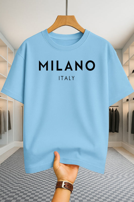 Drop Shoulder T-shirt - Milano Italy - Sky Blue