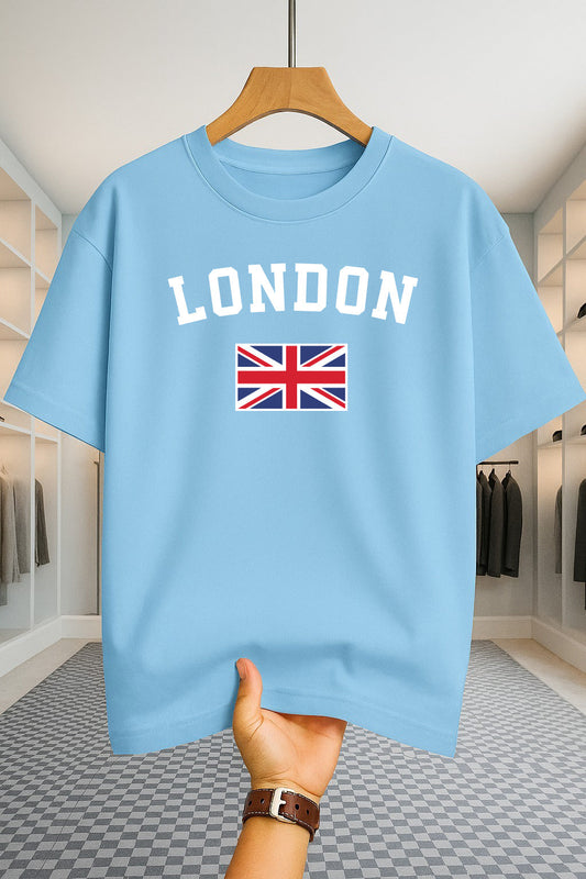 Drop Shoulder T-shirt - London - Sky Blue