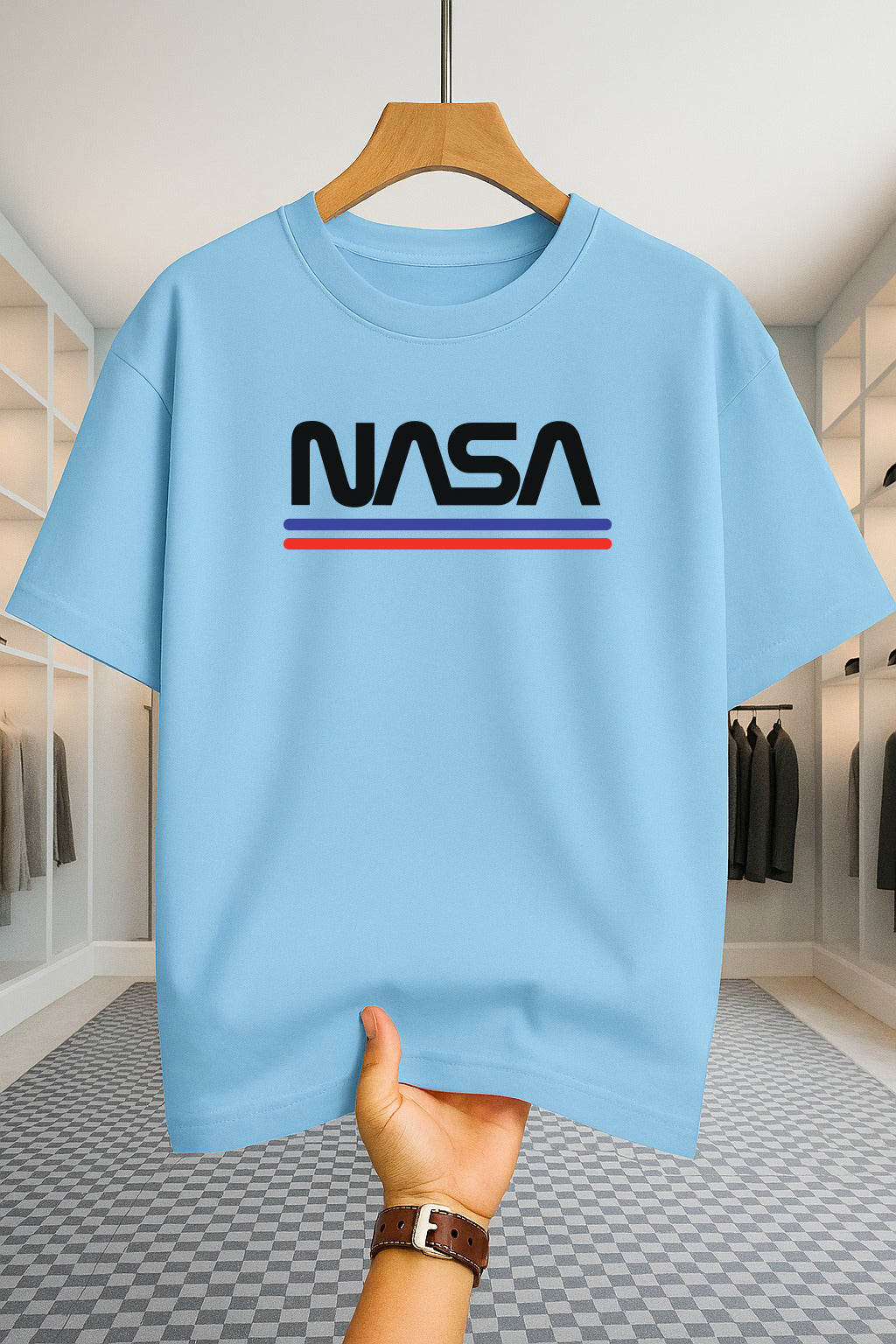Drop Shoulder T-shirt - Nasa - Sky Blue