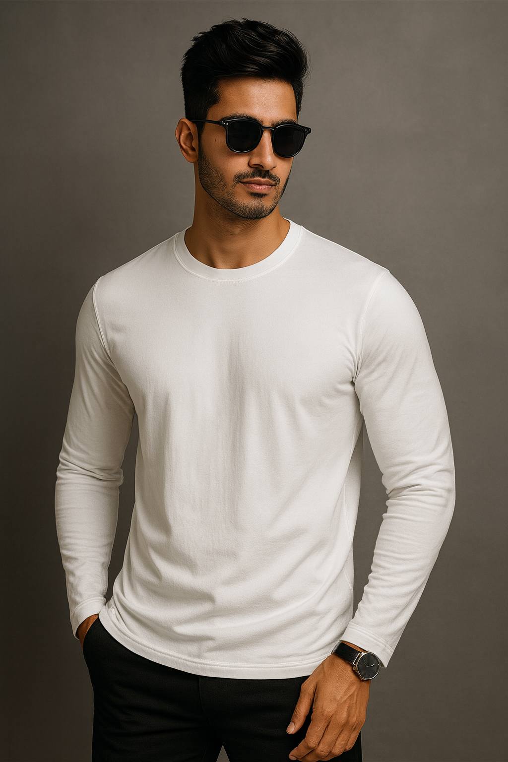 Premium Quality Full Sleeve T-shirt - White