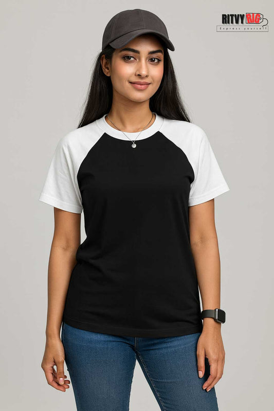 Premium Quality Raglan T-shirt for Women - Black & White