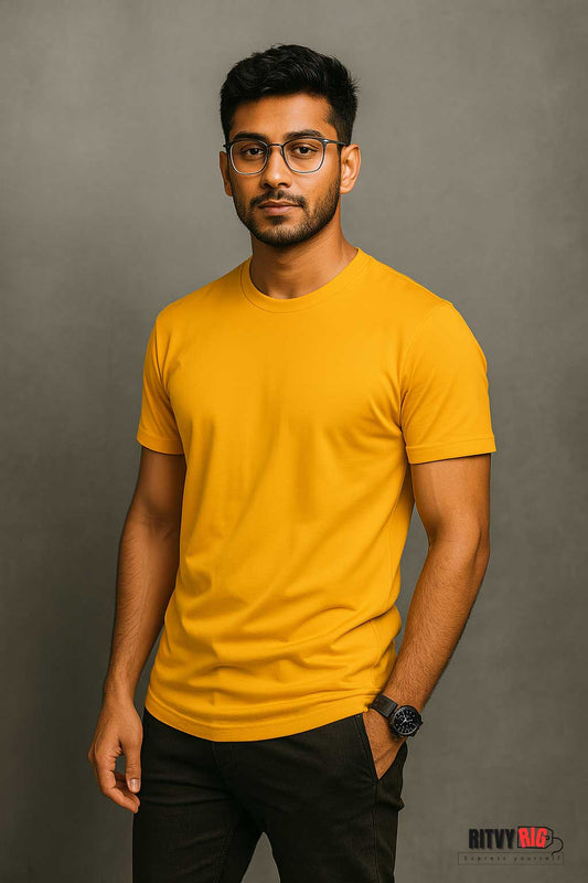 Premium Quality Solid T-shirt - Yellow