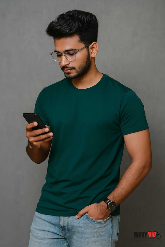 Premium Quality Solid T-shirt - Olive Green