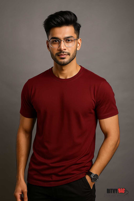 Premium Quality Solid T-shirt - Maroon